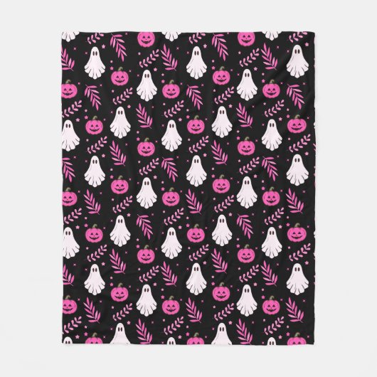 Spooky Schattigee spoken & roze pompoenen Hallowee Fleece Deken (Voorkant)