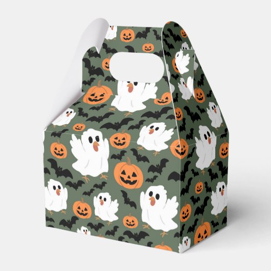Spooky Schattigee spookkippen met pompoenen en vle Bedankdoosjes (Voorkant Zijde)