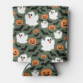 Spooky Schattigee spookkippen met pompoenen en vle Blikjeskoeler