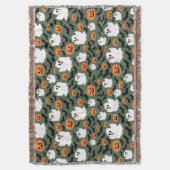 Spooky Schattigee spookkippen met pompoenen en vle Deken (Voorkant Verticaal)