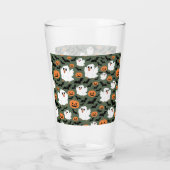 Spooky Schattigee spookkippen met pompoenen en vle Glas (Achterkant)