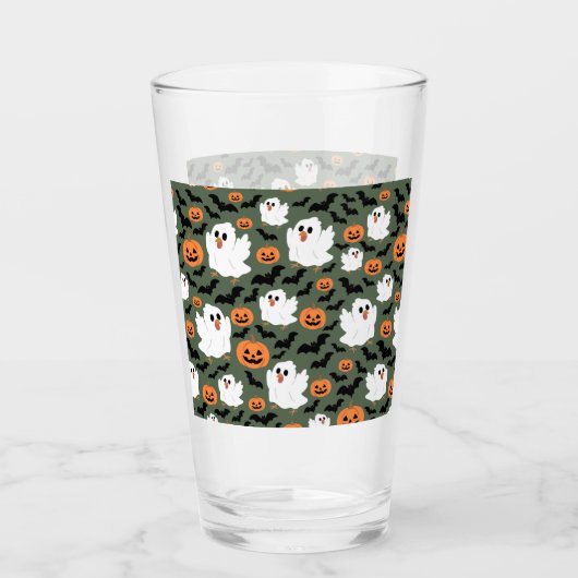 Spooky Schattigee spookkippen met pompoenen en vle Glas (Voorkant)