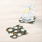 Spooky Schattigee spookkippen met pompoenen en vle Kartonnen Onderzetters (Insitu)