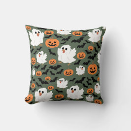 Spooky Schattigee spookkippen met pompoenen en vle Kussen