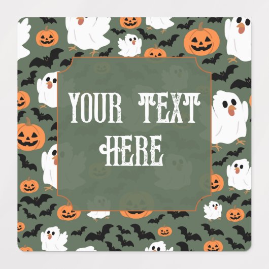 Spooky Schattigee spookkippen met pompoenen en vle Labels (Design 2)