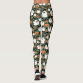 Spooky Schattigee spookkippen met pompoenen en vle Leggings (Achterkant)