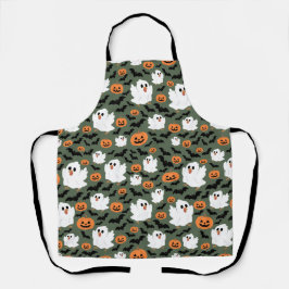 Spooky Schattigee spookkippen met pompoenen en vle Schort