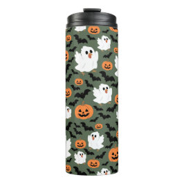 Spooky Schattigee spookkippen met pompoenen en vle Thermosbeker