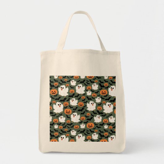 Spooky Schattigee spookkippen met pompoenen en vle Tote Bag (Voorkant)