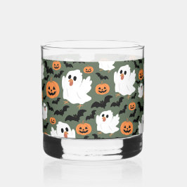 Spooky Schattigee spookkippen met pompoenen en vle Whisky Glas