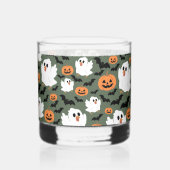 Spooky Schattigee spookkippen met pompoenen en vle Whisky Glas (Links)