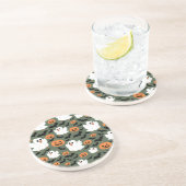 Spooky Schattigee spookkippen met pompoenen en vle Zandsteen Onderzetter (Zijkant)