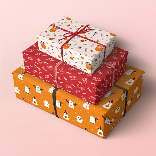 Spooky Schattigee Trick or treat Halloween Pattern Inpakpapier Vel