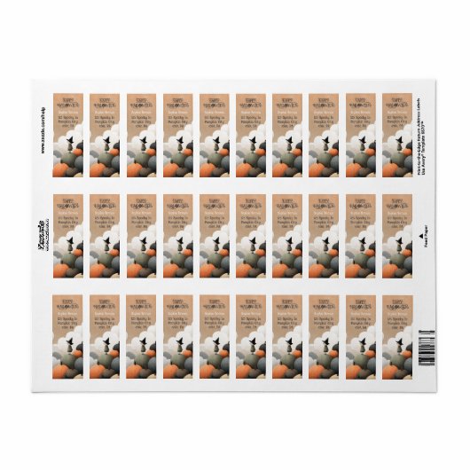 Spooky Schattigee Waterverf Halloween Retouradres Etiket (Full Sheet)