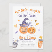 Spooky Schattigee Waterverf Little Pumpkin Baby sh Kaart (Voorkant)