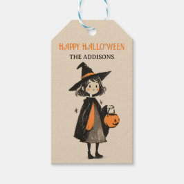 Spooky Schattigee Witch Girl Trick or treat Hallow Cadeaulabel