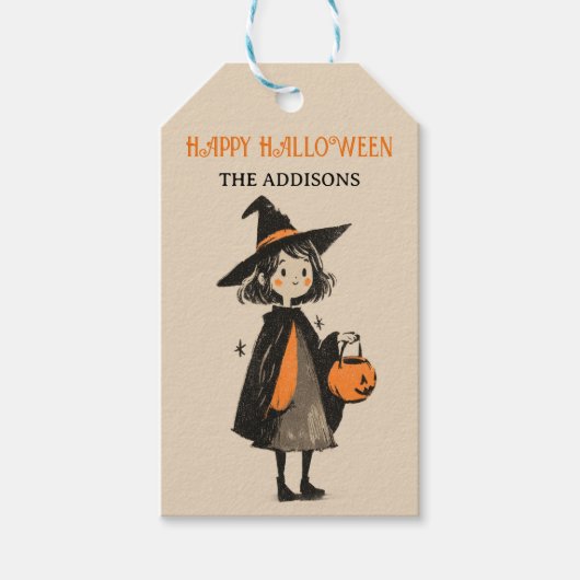 Spooky Schattigee Witch Girl Trick or treat Hallow Cadeaulabel (Voorkant)