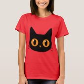 Spooky Schattigee zwarte kattenhoofd Halloween Fel T-shirt (Voorkant)