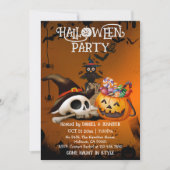 Spooky schedel bot Jack-o'-Lantern snoep Halloween Kaart (Voorkant)