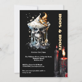 Spooky schedel cocktail zwarte kaarsen gothic chic kaart