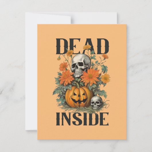 Spooky schedel en pompoen gepersonaliseerde Hallow Notitiekaartje (Voorkant)