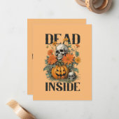 Spooky schedel en pompoen gepersonaliseerde Hallow Notitiekaartje (Voorkant / Achterkant in situ)