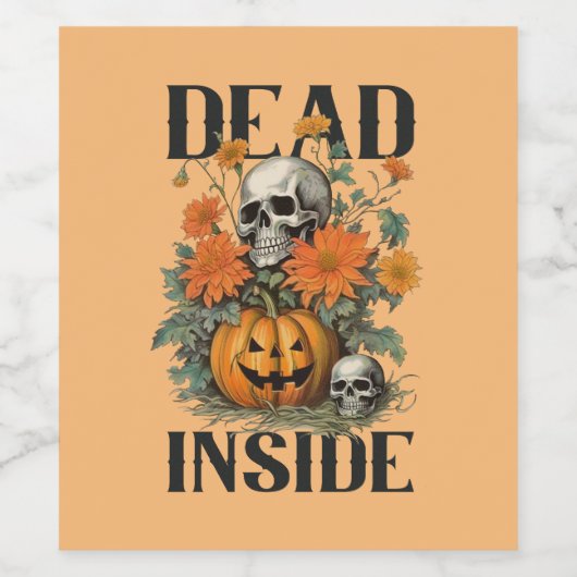 Spooky schedel en pompoen Halloween Wijn Etiket (Enkel label)