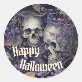 Spooky  schedel Happy Halloween Ronde Sticker