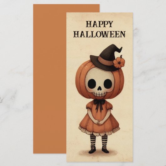 Spooky schedel meisje truc of Treater Halloween (Voorkant / Achterkant)