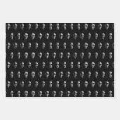 Spooky schedel patroon zwart inpakpapier vellen (Voorkant)