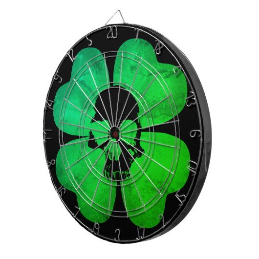 Spooky schedel shamrock dartbord (Voorkant Rechts)