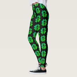 Spooky schedel shamrock patroon leggings