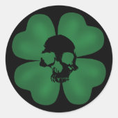 Spooky schedel shamrock ronde sticker (Voorkant)