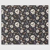 Spooky schedels en Botten Dark Black Wrapping Pape Cadeaupapier (Vlak)