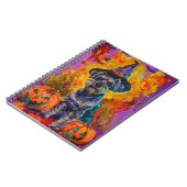 Spooky Schnauzer Hond Halloween Heks en Pompoen Notitieboek (Linkerzijde)
