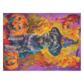 Spooky Schnauzer Hond Halloween Heks en Pompoen Tafelkleed (Voorkant (Horizontaal))