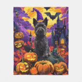 Spooky Schotse Terriër Halloween Witch Pumpkin Fleece Deken (Voorkant)