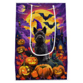 Spooky Schotse Terriër Halloween Witch Pumpkin Medium Cadeauzakje (Achterkant)
