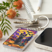 Spooky Schotse Terriër Halloween Witch Pumpkin Sleutelhanger (Voorkant Rechts)
