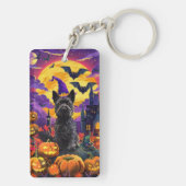 Spooky Schotse Terriër Halloween Witch Pumpkin Sleutelhanger (achterkant)