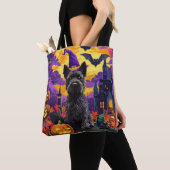 Spooky Schotse Terriër Halloween Witch Pumpkin Tote Bag (Dichtbij)