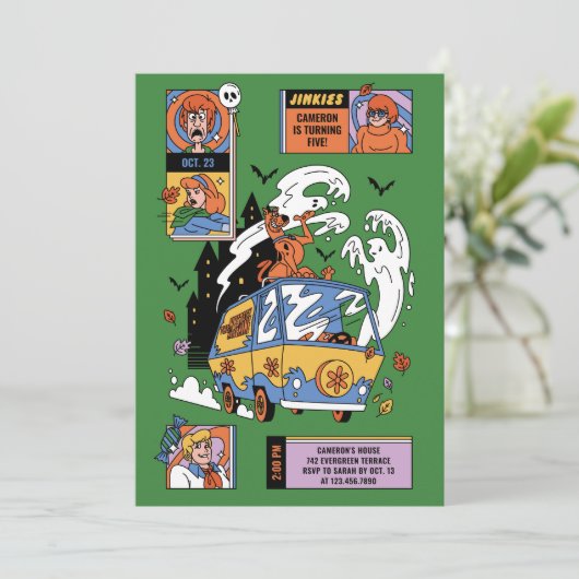 Spooky Scooby-Doo Mystery Machine Verjaardag Kaart (Staand voorkant)