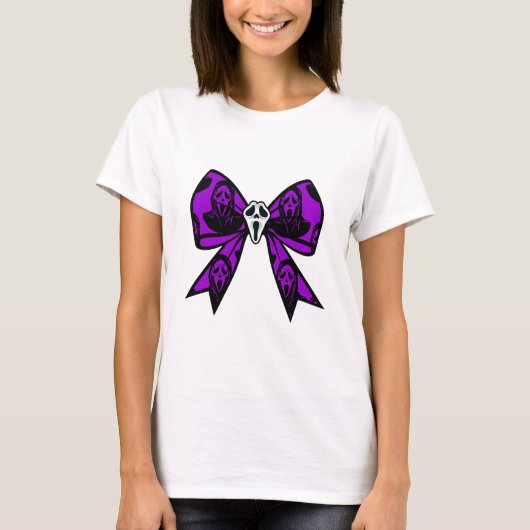 Spooky Scream Face Bow Halloween T-shirt (Voorkant)