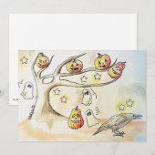 spooky season art, Halloween Tree Feestdagenkaart (Voorkant / Achterkant)