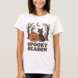 Spooky Season Black Cat Pumpkin Vintage Halloween T-shirt