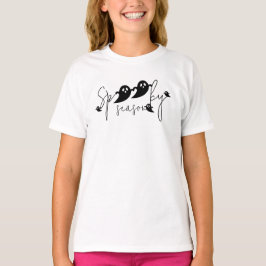 Spooky Season Black Ghost Schattigee Lettering Hal T-shirt