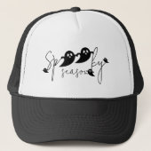 Spooky Season Black Ghost Silhouetten Halloween Trucker Pet (Voorkant)