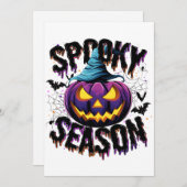 Spooky Season Brew - Pompoen met een beet Feestdagenkaart (Voorkant / Achterkant)