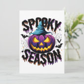 Spooky Season Brew - Pompoen met een beet Feestdagenkaart (Staand voorkant)