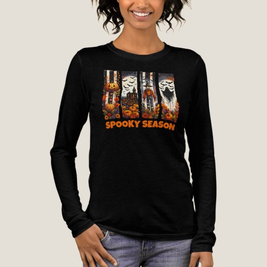 Spooky Season Brush Stroke Halloween Fall Autumn Tri-Blend Shirt (Voorkant)
